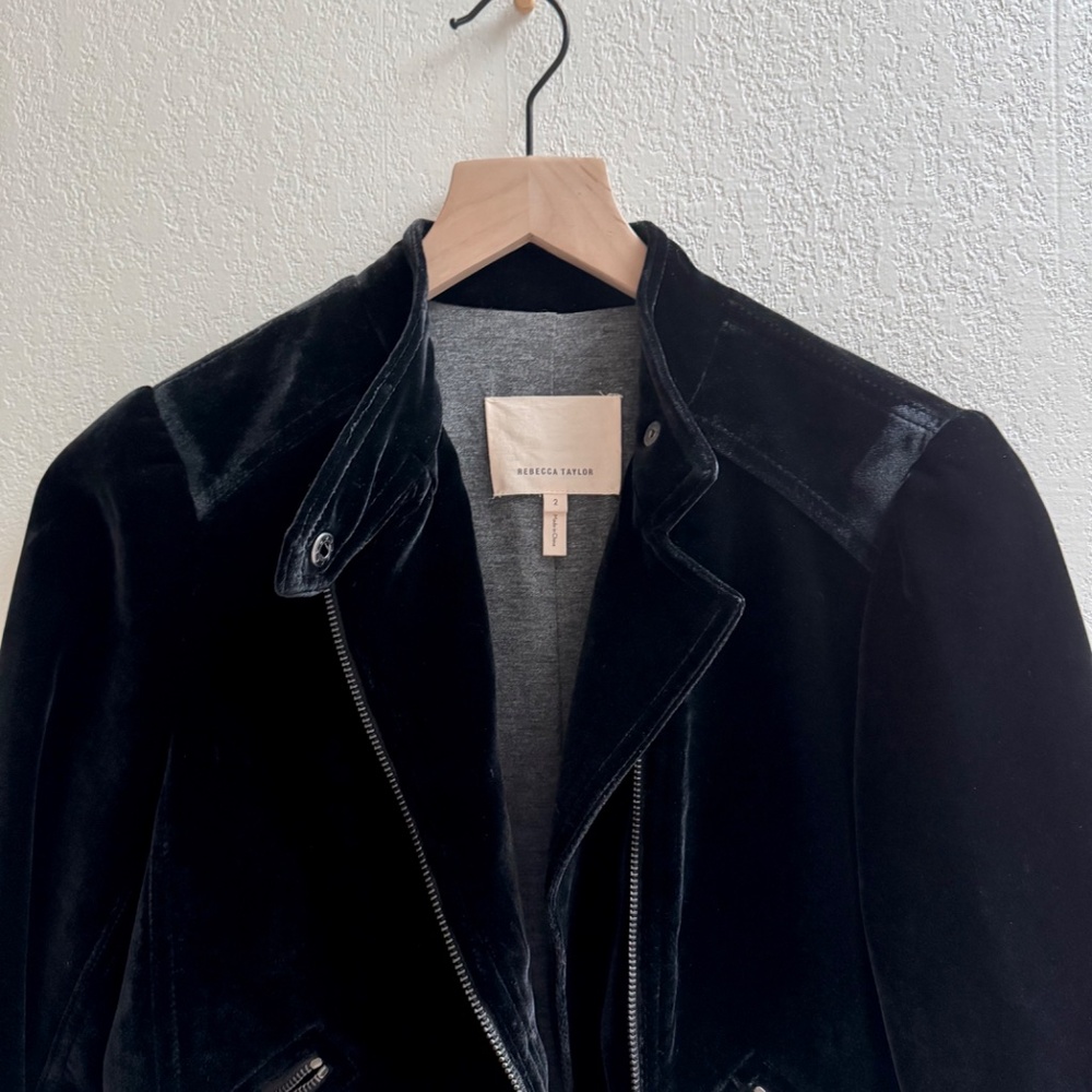 Rebecca Taylor Black Velvet Moto Jacket - Picture 3 of 4